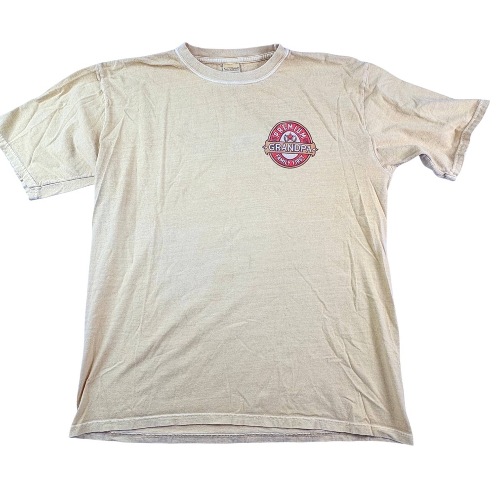 Crazy Shirts Premium‎ Grandpa T-Shirt Men's Size L Beige Graphic Crew Neck